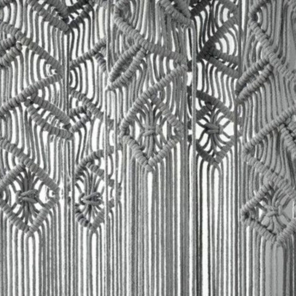 UO Bohemian Macrame Textured Grey Window Curtain Panel Wall Hanging Tapestry - Picture 13 of 13
